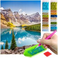 Haft diamentowy Góry jezioro krajobraz natura mozaika zestaw 5d akcesoria