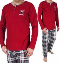 PIŻAMA MĘSKA BAWEŁNIANA DŁUGI RĘKAW KRATKA