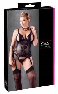 Cottelli Curves футболка с кружевом и разрезами стринги XL черный