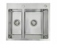 Zlewozmywak stalowy dwukomorowy nablatowy wpuszczany 5648 INOX plaster miod