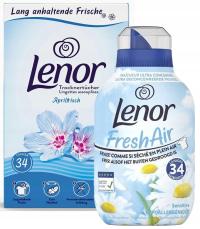 LENOR chusteczki do suszarek APRILFRISCH 34 szt+LENOR Sensitive płyn 476 ml