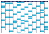 Planner ścienny 2026 100x70 cm - niebieski