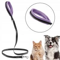 SMYCZ dla psa TRE PONTI Mesh Fioletowa MIĘKKA rączka 180cm DŁUGA