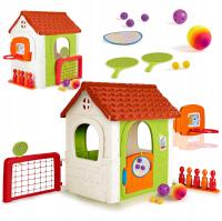 DOMEK PLASTIKOWY DLA DZIECI OGRODOWY 6w1 KOSZYKÓWKA BRAMKA AKCESORIA FEBER