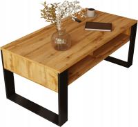 Stolik Kawowy ST7 Dąb Wotan Czarny Ława Loft Retro 90 x 50 cm do salonu