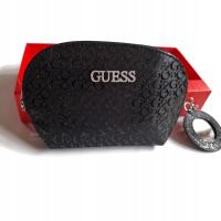Guess zestaw prezentowy czarna skórzana kosmetyczka i breloczek brelok