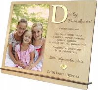 Drewniana ramka z grawerem na zdjęcie Prezent na Dzień Babci Dziadka grawer