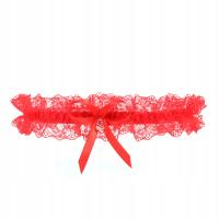 Ręcznie wykonana czerwona podwiązka na studniówkę z kryształem - Margot