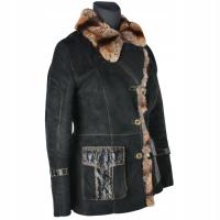 Elegancki kożuszek Odos kożuch naturalny kołnierz z królika ciekawy 40 L