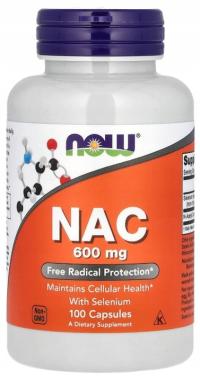 NAC 600mg N-Acetylocysteina NOW Foods 100 kaps.