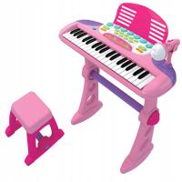 PIANINO KEYBOARD KRZESEŁKO MIKROFON RÓŻOWE 37klawiszy Nagrywanie 24 Funkcje