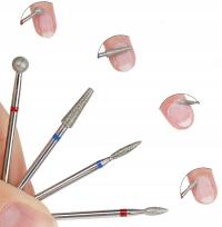 4шт алмазные фрезы-для кутикулы и ногтей каплевидный шарик конус набор