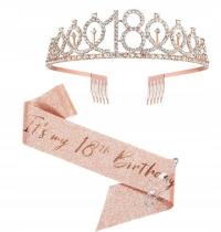 Корона оголовье 18 лет диадема розовый день рождения створка