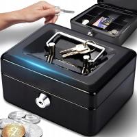 KASETKA NA PIENIĄDZE ZAMYKANA Z WKŁADKĄ NA MONETY STAL MALOWANA