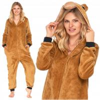Moraj комбинезон / onesie пижама цельный удобный капюшон коричневый