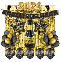 Zestaw Balony SYLWESTER 2026 Happy New Year Baner Kurtyna Nowy Rok SYL-100