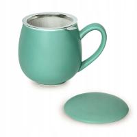 Матовая чашка с заваркой из нержавеющей стали и крышкой-зеленый