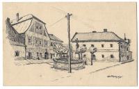 604 Jablonkau Jabłonków Fontanna przy starej zabudowie Teschen 1927 Stan