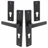 CZARNA KLAMKA HEKTOR DO DRZWI WEWNĄTRZKLATKOWYCH WEJŚCIOWYCH + SZYLD GÓRNY