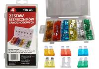 ZESTAW BEZPIECZNIKI SAMOCHODOWE bezpiecznik płytkowe 120sztuk 5A - 30A
