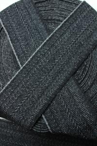 Krajka Ręcznie Tkana, Owijacze 8 cm, CZARNO - SZARY, 100% wełna, 1 metr