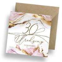 Zaproszenie na 18 20 30 40 50 60 80 70 80 90 100 URODZINY Pink Waves