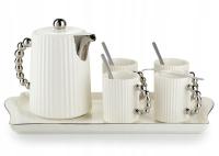 Serwis kawowy zestaw herbaciany Luca White 10 el dla 4 osób GLAM srebrny