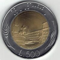 Włochy 500 lire lirów 1991 Italia