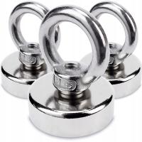 Неодимовый магнит 20 кг / Ø25 мм в корпусе с держателем, N52 - сильный, 3 шт.