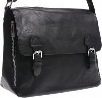 MIĘKKA TOREBKA LISTONOSZKA MIESZCZĄCA A4 DAMSKA czarny