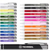 DŁUGOPISY Z LOGO GRAWEREM REKLAMOWE TWÓJ NAPIS COSMO KOLOROWE GRAWER 50 szt