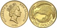 1 dolar (1990) Nowa Zelandia Królowa Elżbieta II - Ptak Kiwi