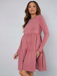 CIĄŻOWA SUKIENKA RÓŻOWA Z MARSZCZENIAMI Z DŁUGIM RĘKAWEM SHEIN 36