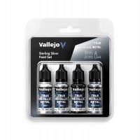 Vallejo 77251 Sterling Silver Paint Set – True Metallic Metal 4×18 ml