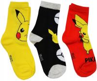 PIKACHU PIKACZU POKEMON SKARPETKI STOPKI chłopięce 3-pak 27/30 FN06Z