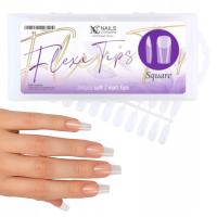 Tipsy do przedłużania paznokci PRZEZROCZYSTE Flexi Tips Square 240 szt.