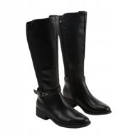 Czarne kozaki oficerki damskie z ozdobną klamrą 2326B