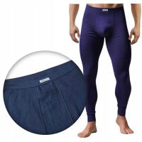 KALESONY MĘSKIE GRANATOWE GŁADKIE BAWEŁNIANE CIEPŁE