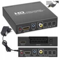SCART/HDMI na HDMI Coaxial jack PAL NTSC Konwerter + SWITCH euro