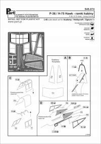 Part S48-074 1/48 Curtiss P-36/H-75 osłona kabiny (Academy)