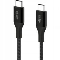 Kabel Belkin Boost USB-C do USB-C PD 3.1, mocny oplot, USB 2.0 / 240 W / 2m