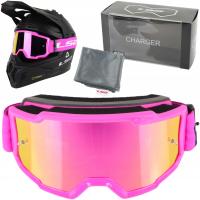 GOGLE LS2 CHARGER RÓŻOWE PINK Lustrzana Szybka + Woreczek Enduro Cross MX