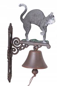 CZARNY KOT -DZWONEK ŚCIENNY żeliwo