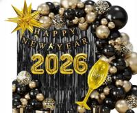 Zestaw ścianka Sylwestrowa- zestaw Balony Kurtyna Baner 2026 r Duże - DIY