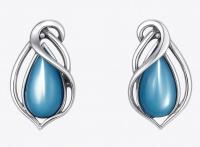 EFEKTOWNE KLIPSY SREBRNE BŁĘKITNE KOCIE OKO K450