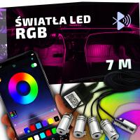 ŚWIATŁOWÓD DO SAMOCHODU AUTA OŚWIETLENIE KABINY LISTWA 7M RGB + APLIKACJA