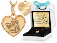 ZŁOTY MEDALIK 585 ANIOŁEK Z ŁAŃCUSZKIEM PREZENT NA CHRZEST ŚWIĘTY