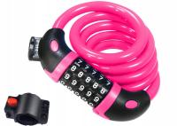 BLOKADA ROWEROWA LINKA ZAPIĘCIE ZABEZPIECZENIE NA KOD RÓŻOWA 120CM