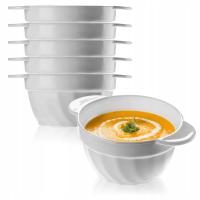 6x BULIONÓWKA AGNES 500 ML OPALOWA Z UCHWYTAMI MISKA OBIADOWA DO ZUPY KREMU