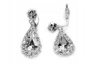 Małe Klipsy Ślubne Na Uszy Z Wiszącą Łezką Kryształowe Eleganckie Do Ślubu